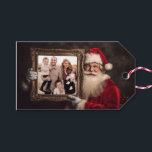 Old World Santa | Add-Your Photo | Luxe Christmas Gift Tags<br><div class="desc">This gorgeous Christmas photo gift tag features a photo of Santa holding a frame with your favourite photo. The back has a luxurious red and gold background. In the centre with a hand written "Merry Christmas" greeting. You can personalise with your names and a year. All text can be edited...</div>
