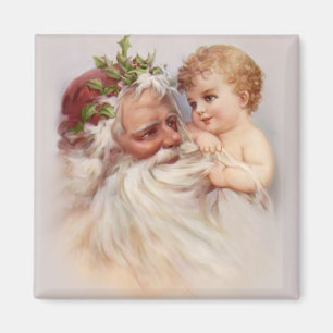 Old World Santa and Cherub Magnet