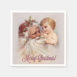 Old World Santa and Cherub Napkin
