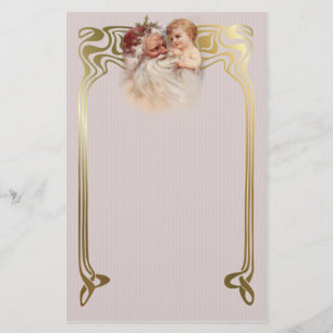 Old World Santa and Cherub Stationery