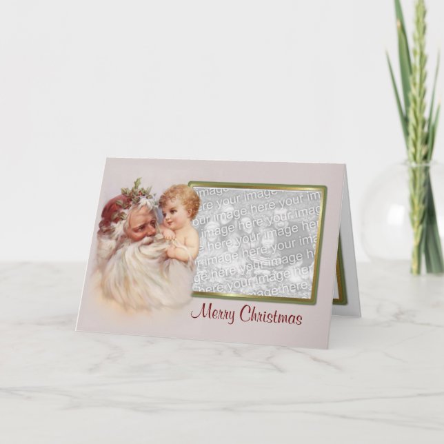 Old World Santa & Cherub - Verse Holiday Card (Front)