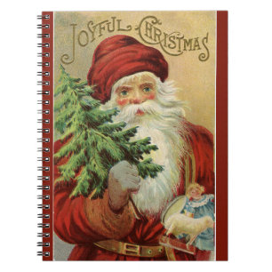 Old World Santa Joyful Christmas Red Notebook