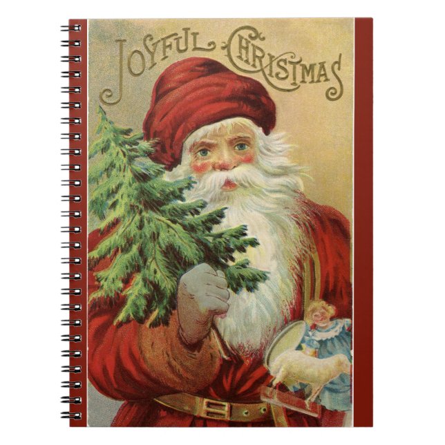Old World Santa Joyful Christmas Red Notebook (Front)