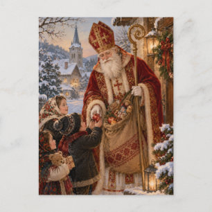 Old World St. Nicholas Christmas European Postcard