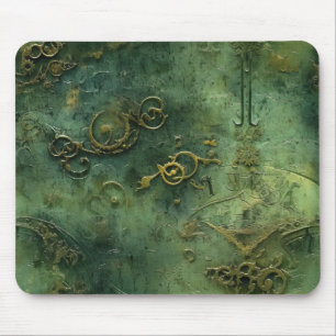 Old World Steampunk Gears Emerald Mouse Pad