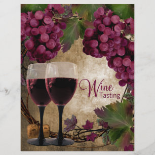 Old World Vintage Red Grapes Wine Tasting Flyers