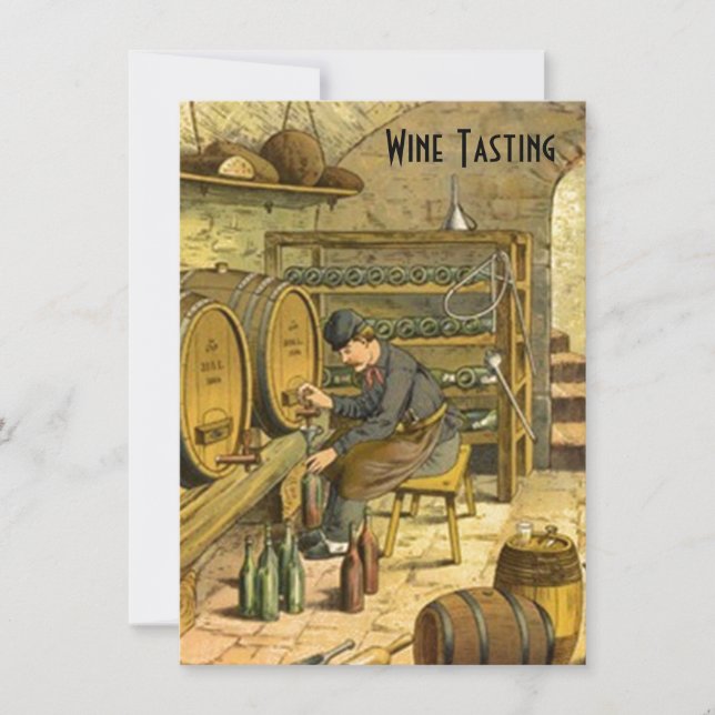 Old World Wine Tasting Party Invitations Announce (Front)