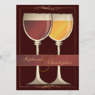 Old World Wineglass Vineyard Winery Wedding Invitation