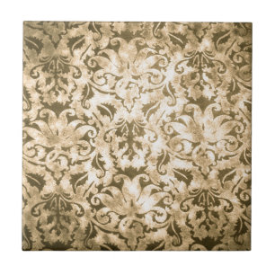 Old Worn Brown Damask Abstract Wallpaper Pattern Tile