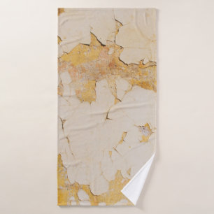 Old yellow stucco backgroundabstract, aged, antiqu bath towel