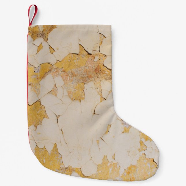 Old yellow stucco backgroundabstract, aged, antiqu small christmas stocking (Front)