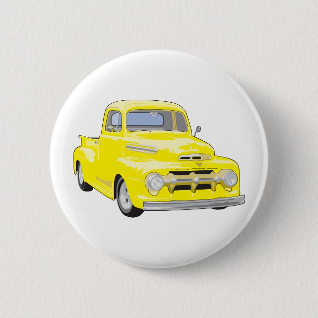 Old Yellow Truck 6 Cm Round Badge (Front)