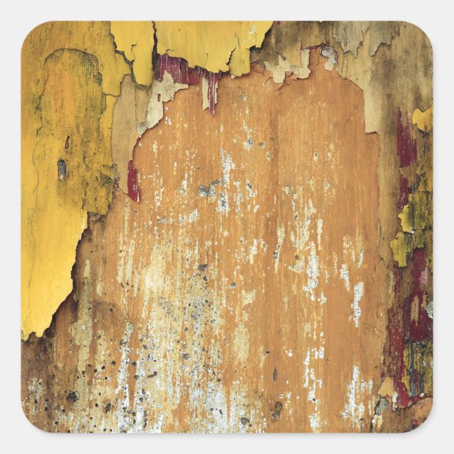 Old yellow wall peeling paint square sticker (Front)