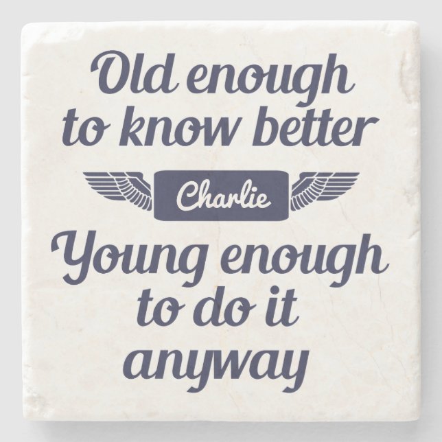 "Old & Young" custom name stone coaster (Front)