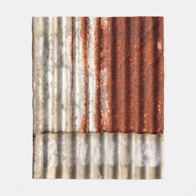 old zine and rusty corrugated texture background.  fleece blanket (Front)