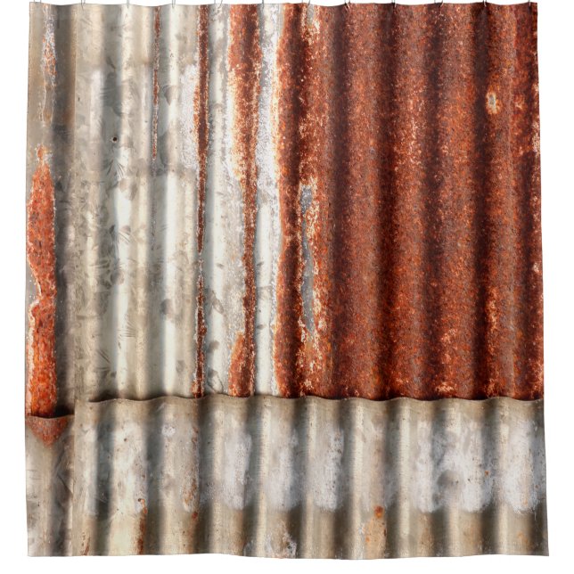 old zine and rusty corrugated texture background.  shower curtain (Front)