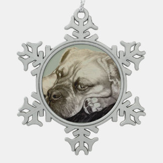 Olde English Bulldogge by Carol Zeock Snowflake Pewter Christmas Ornament