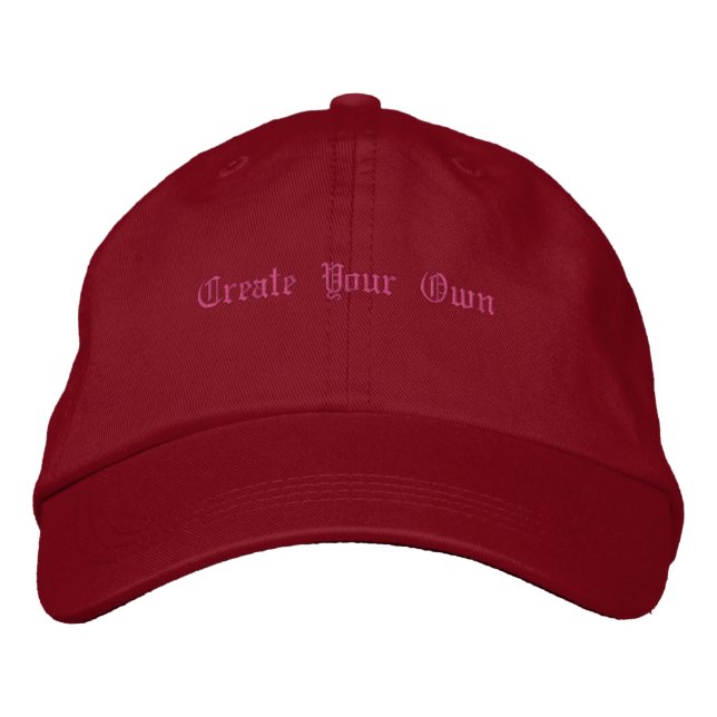 Olde English Font Create Your Own Cool Red Colour Embroidered Hat (Front)