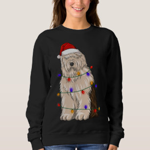 Olde English Sheepdog Dog Wearing Christmas Hat Li Sweatshirt