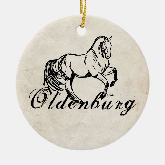 Oldenburg Horse Ceramic Tree Decoration (Front)