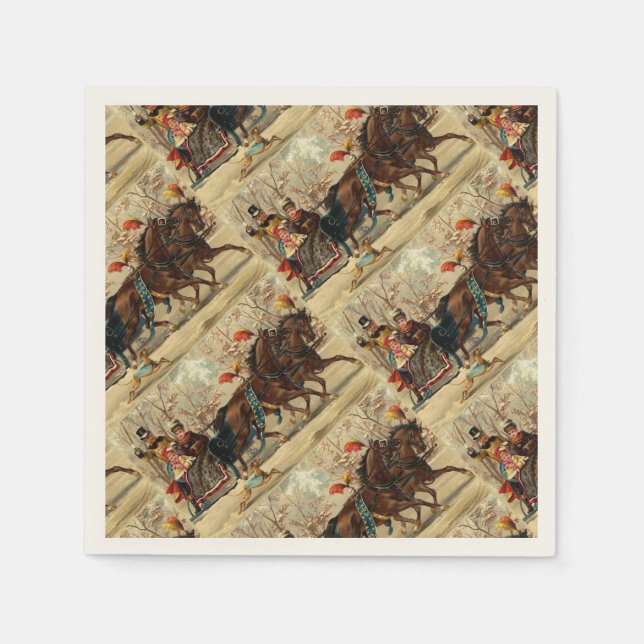 Older and Younger Sisters Ride - Mary Evans Napkin (Front)