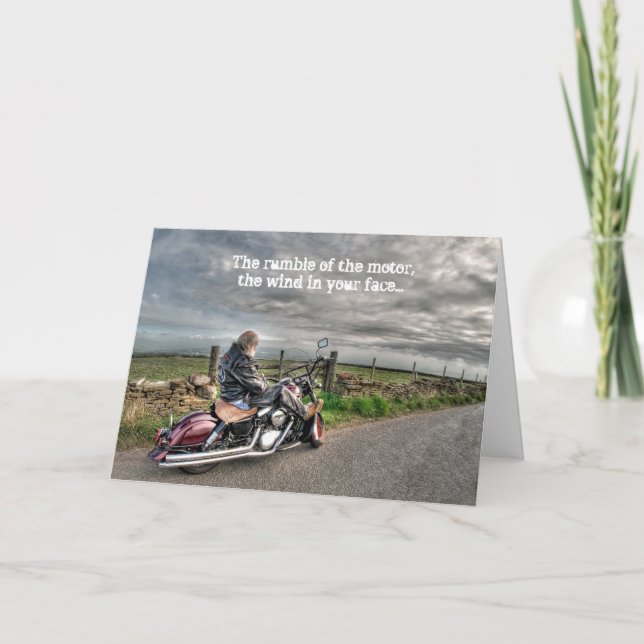 Older Biker Motorcycle Rider Birthday Card (Front)
