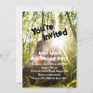 Older Boys Birthday Party Guitar Invitation