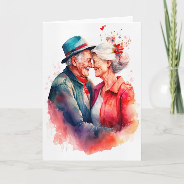 Older couple in love for Valentines Day Card (Front)