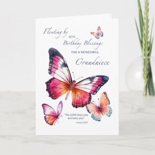 Older Grandniece Religious Birthday Butterflies Card
