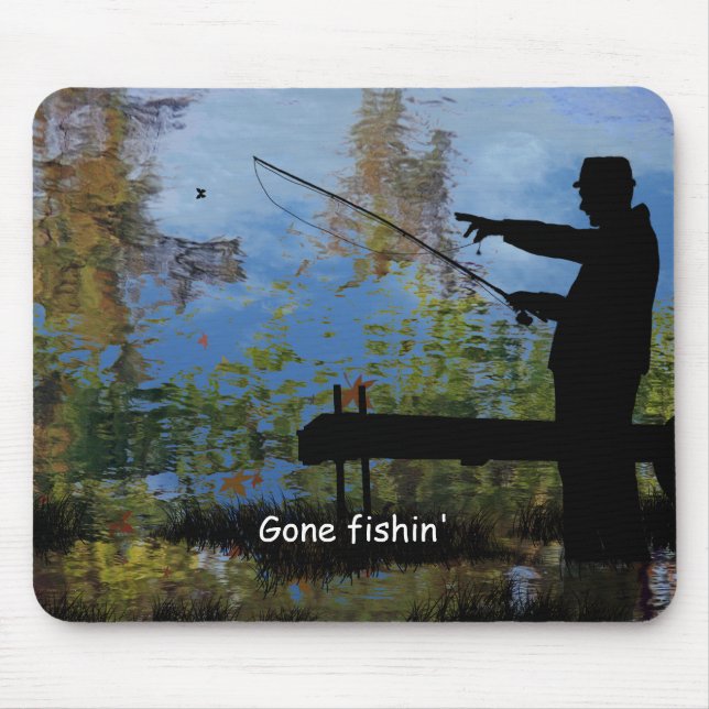 Older Man Fishing Retired Mouse Pad (Front)