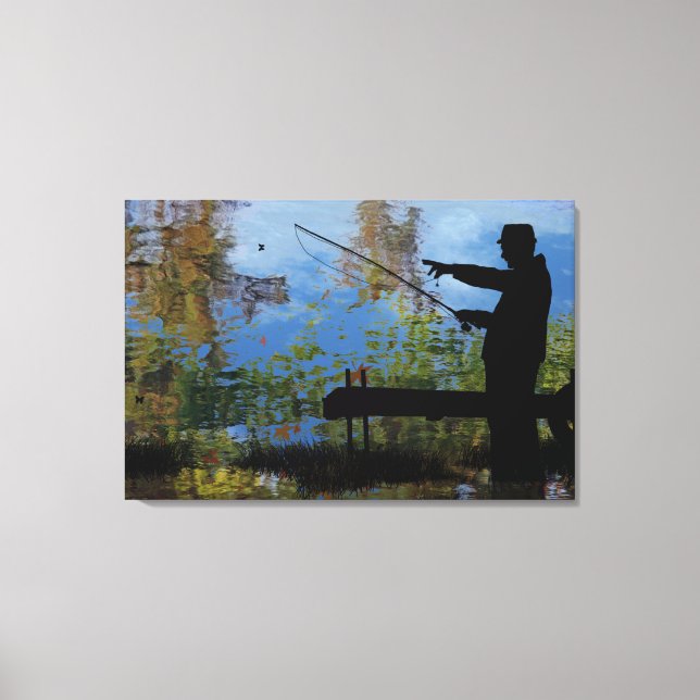 Older Man Fishing Retirement Canvas Print (Front)