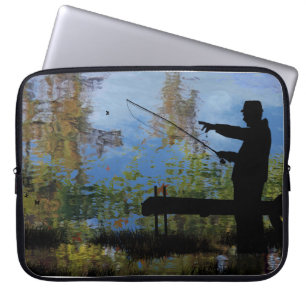 Older Man Fishing Retirement Laptop Sleeve