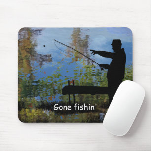 Older Man Fishing Retirement Mouse Pad