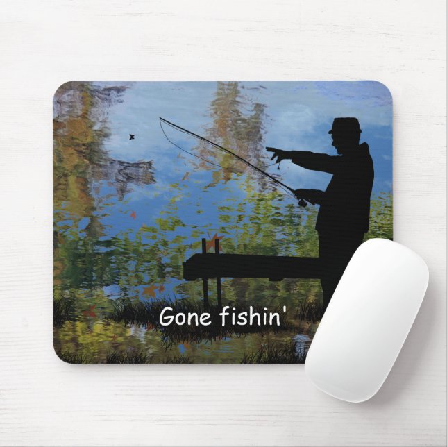 Older Man Fishing Retirement Mouse Pad (With Mouse)