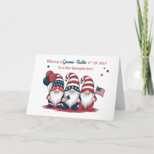 Older Son Fourth of July Cute Patriotic Gnomes Card