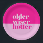 Older, Wiser, Hotter Minimal Bold Pink Birthday Paper Plate<br><div class="desc">Celebrate in style and add a touch of sophistication to your adult birthday party with our "Older, Wiser, Hotter" adult birthday paper plates. These beautifully designed paper plates feature a minimalist, bold pink theme that exudes elegance and charm. The "Older, Wiser, Hotter" theme perfectly captures the essence of celebrating another...</div>