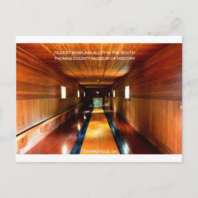 OLDEST BOWLING ALLEY IN THE SOUTH, THOMASVILLE, GA POSTCARD (Front)