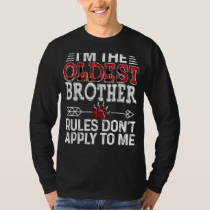 Oldest Brother  Rules Don T Apply To Me Red Plaid  T-Shirt
