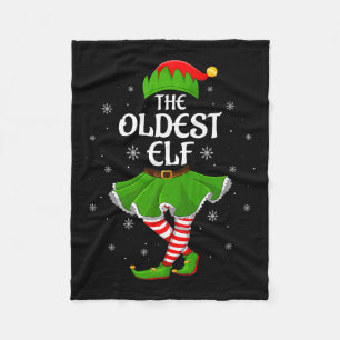 Oldest Elf Christmas Family Girls Women Elf Squad  Fleece Blanket
