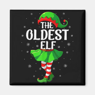 Oldest Elf Christmas Girls Women Elf Squad Xmas Fa Magnet