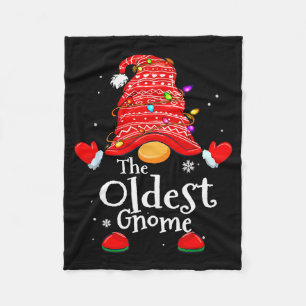 Oldest Gnome - Xmas Family Grandparents Christmas  Fleece Blanket