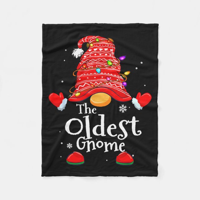 Oldest Gnome - Xmas Family Grandparents Christmas  Fleece Blanket (Front)
