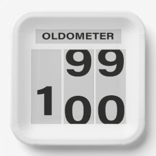 OLDOMETER 100th Birthday 99 to 100 Paper Plate