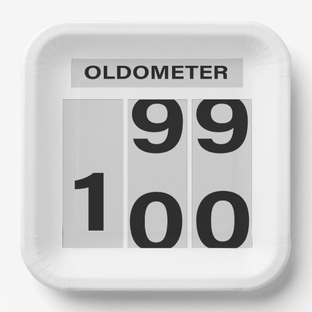 OLDOMETER 100th Birthday 99 to 100 Paper Plate (Front)