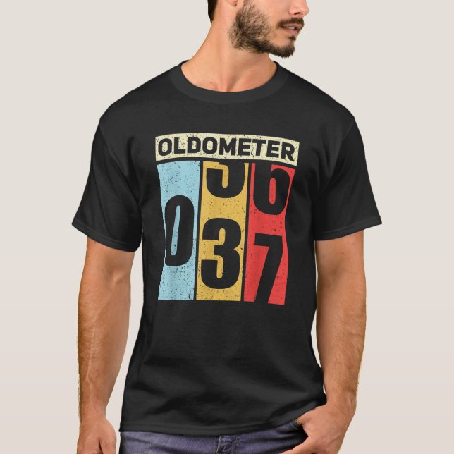 Oldometer 36 37 Funny 37th Birthday Odometer Gift  T-Shirt (Front)