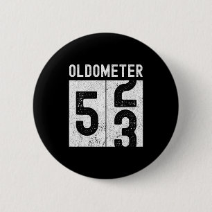 Oldometer 53rd Birthday Funny Retro Turning 53 Yea 6 Cm Round Badge