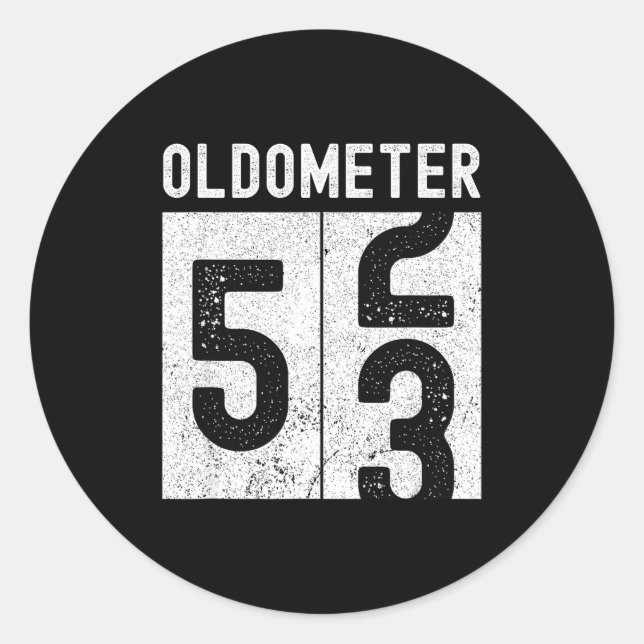 Oldometer 53rd Birthday Funny Retro Turning 53 Yea Classic Round Sticker (Front)