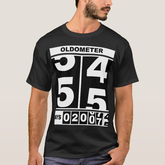 Oldometer 55th Birthday Funny Milestone Odometer S T-Shirt (Front)