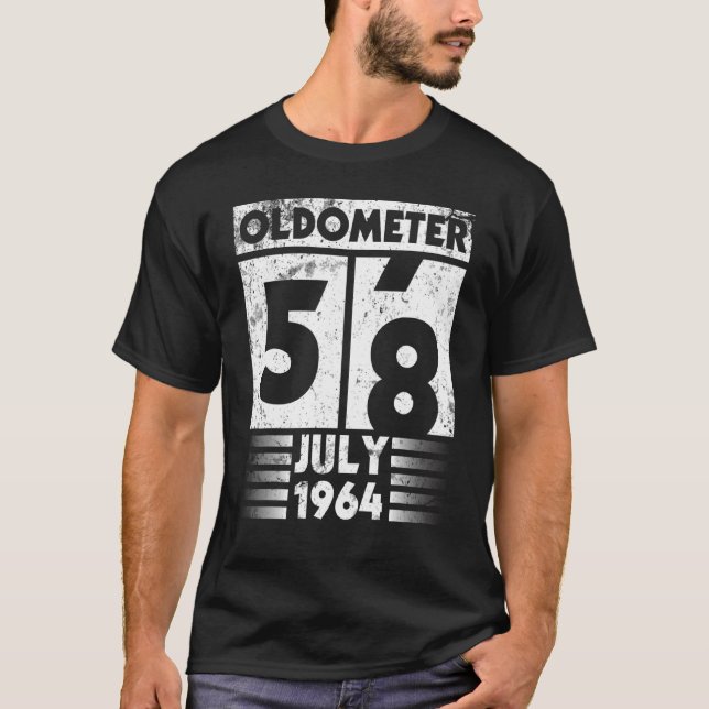 Oldometer 58 Years Old Birthday To Me You Born In  T-Shirt (Front)