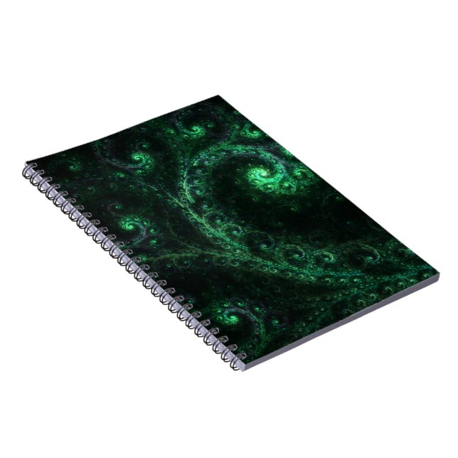 OldOnes Green and Black Spiral Fractal Notebook (Right Side)